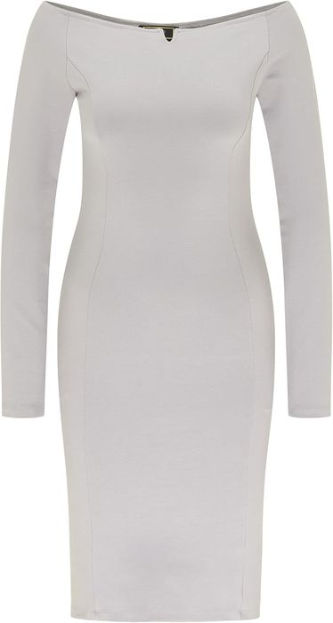 Faina сива и бяла рокля по тялото