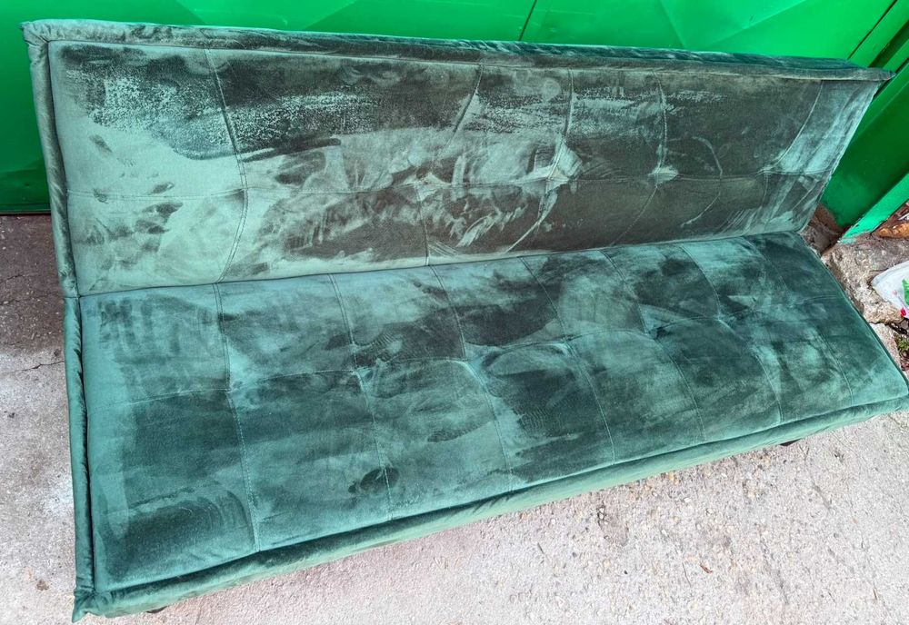 Canapea Extensibila Verde Smarald; Pat cu Saltea 175x100 cm