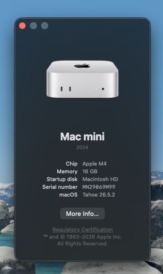 Mac MINI M4 16GB ram, 256GB stocare