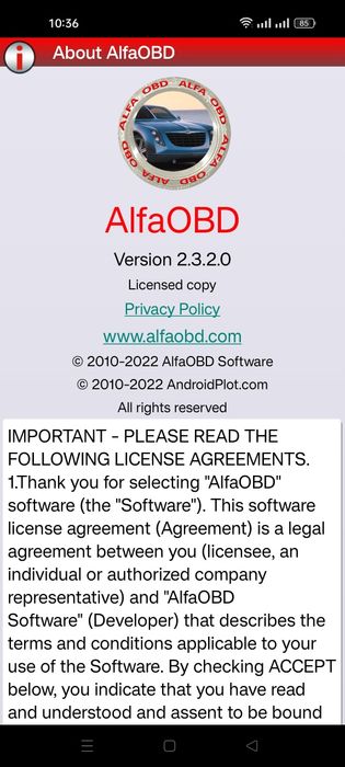 Program windows si android diagnoza auto Alfa OBD si Multi Ecu Scan