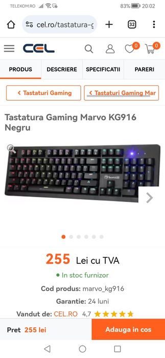 Tastatură Marvo KG916 mecanică