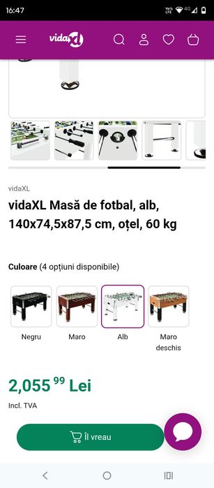 Masă de fotbal,mare  140x74,5x87,5 cm,