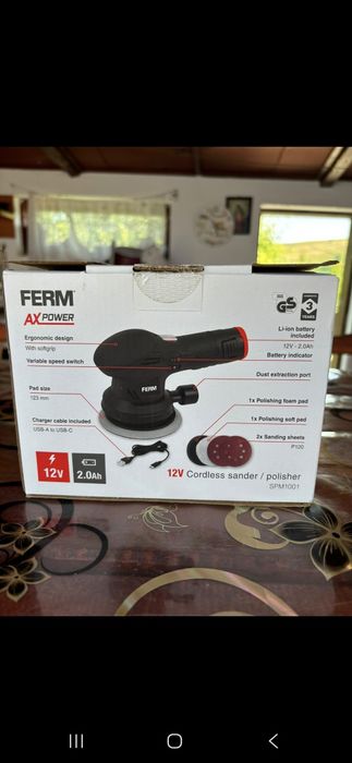 Mașină Polish profesionala Ferm, cu acumulator, nouă, cu accesorii incluse