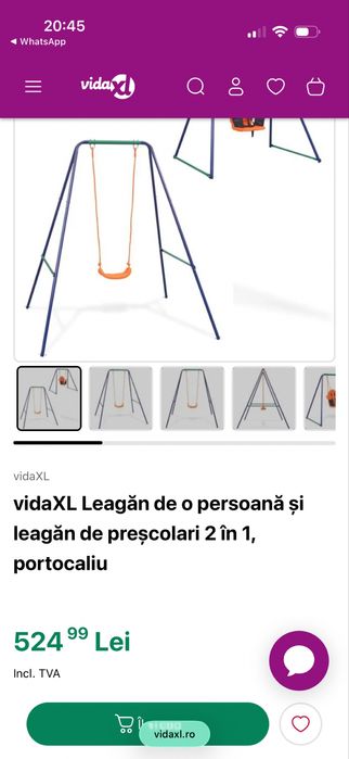 Leagan curte copii 2 in 1 / nou / neasamblat