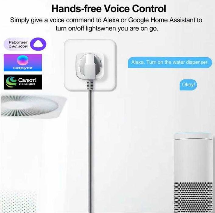 20A Bluetooth + WiFi Smart Преходен Контакт с Вграден Електромер eWeLink APP Дистанционен Контрол Приложение Смартфон/Таблет Alexa Amazon Google Apple