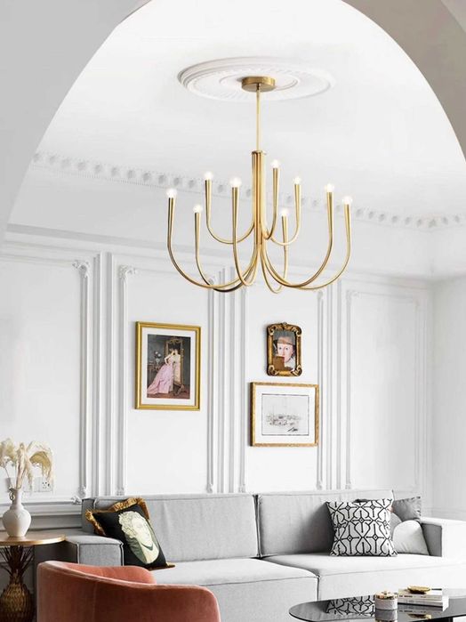 Златен полилей трапезария  9  тела Модерна Ретро рустикален кухненски