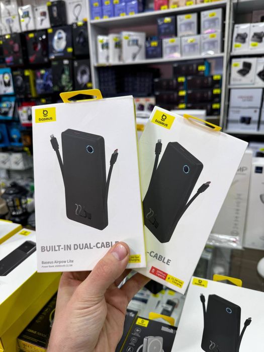 Baseus power bank 10 000 мАч и 22,5 Вт 2 встроенных кабеля
