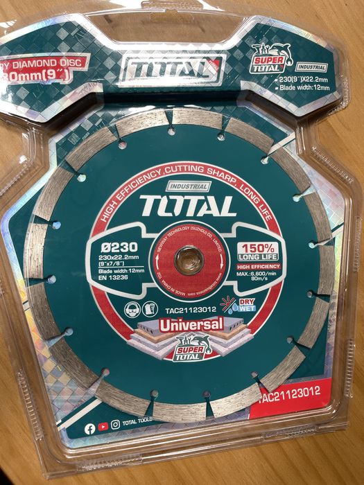 Disc diamantat pentru taiere beton Total industrial 230 mm