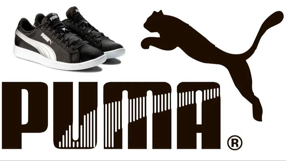 %ПРОМО% PUMA № 38 – Дамски обувки сатениран ефект BLACK & SILVER нови