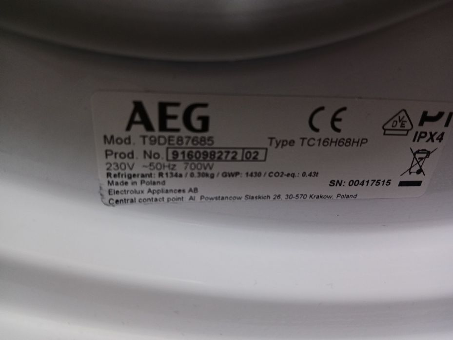 Сушилня с термопомпа АЕГ Aeg Series 9000 A+++  8кг 2 години гаранция!