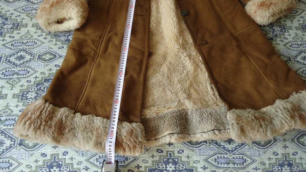 Дамски дълъг кожух-агнешка кожа естествена-монголия