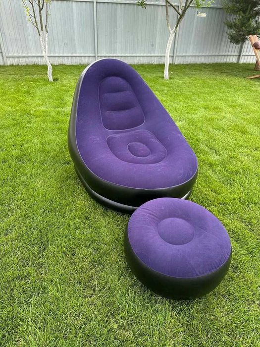 Кресло и пуфик надувной, в комплекте 2 в 1, насос в комплекте