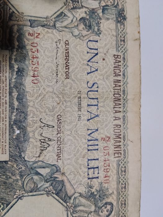 Una sută mii lei 21 octombrie 1946