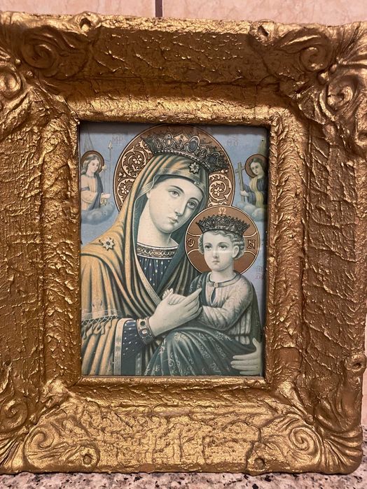 icoana veche icoana cu geam dim 30x34cm icoana veche deosebita icoana