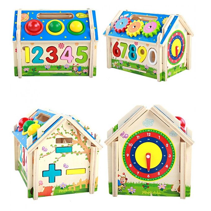 Casuta din lemn, tip Montessori, cu forme si cifre