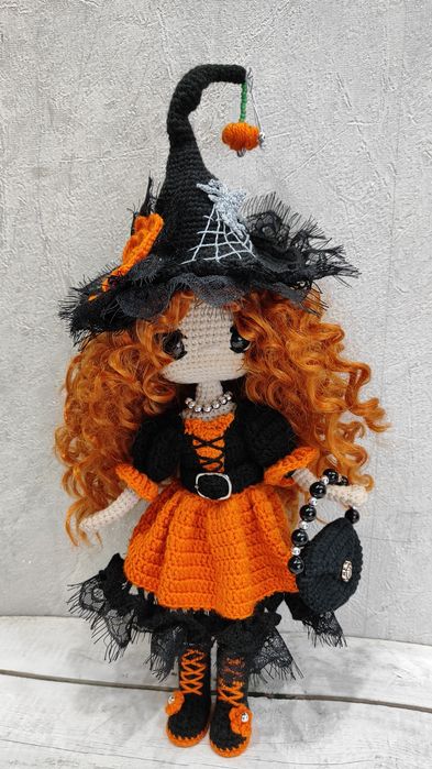 Кукла вязаная Ведьмочки, Ведьма, игрушка, сувенир, подарок