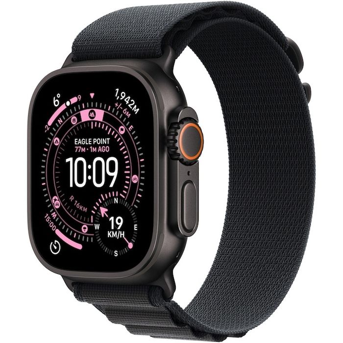Apple Watch Ultra 3, GPS + Cellular, Carcasa Black Titanium 49mm, Black Alpine Loop - Large, GARANTIE, SIGILAT