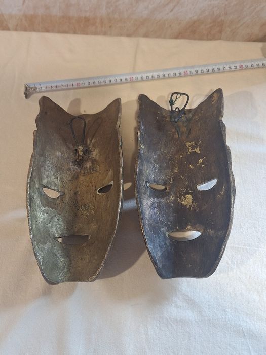 Големи тежки бронзови маски Тайланд