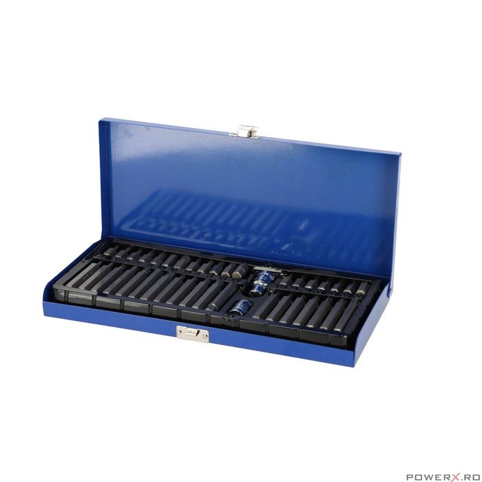 Trusa biti, imbusuri, torx, canelat, 40 piese, Silver