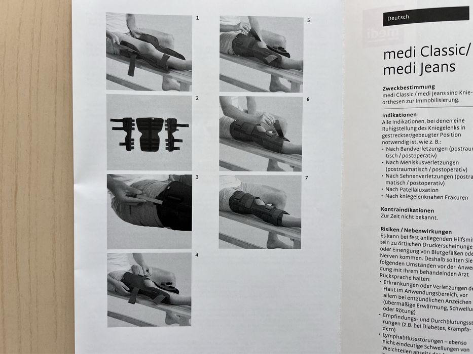 Скоба за обездвижване на коляно, medi Classic / medi Jeans
