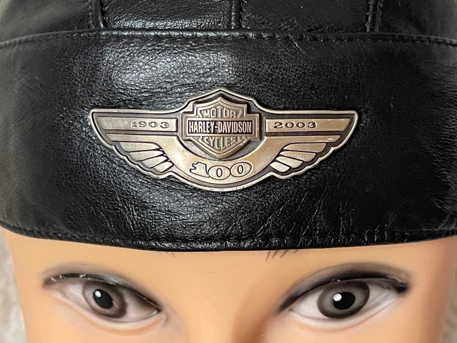 Bandana aniversara neagra unisex piele naturala Harley Davidson baieti