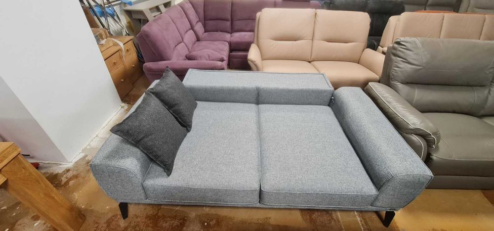 Сив диван от плат двойка с функция сън