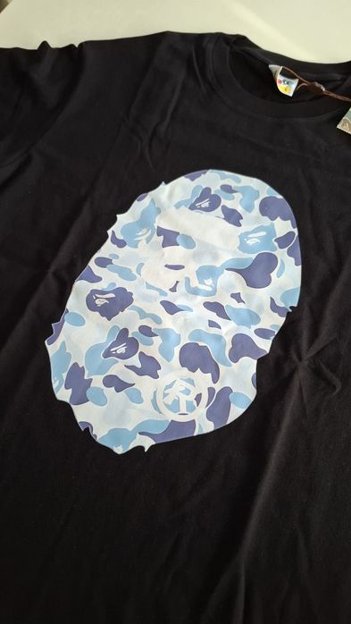 Tricou Bape Negru, Print Albastru, Marimea L