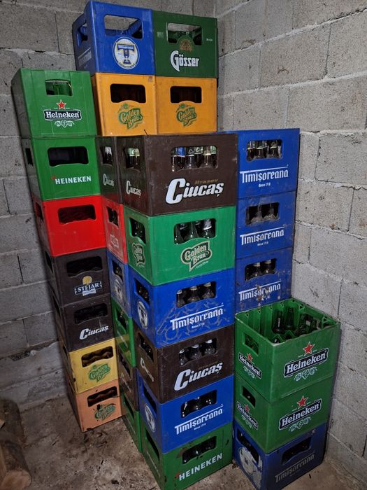 Navete de bere cu sticle goale - diverse mărci (Ciucaș, Timișoreana, H