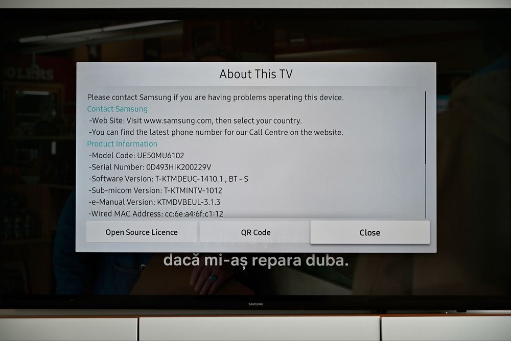 Televizor Smart Samsung 4K UHD 50” (127 cm) – UE50MU6102 – impecabil