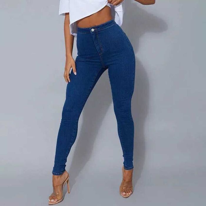 Blugi albastru indigo butt lift