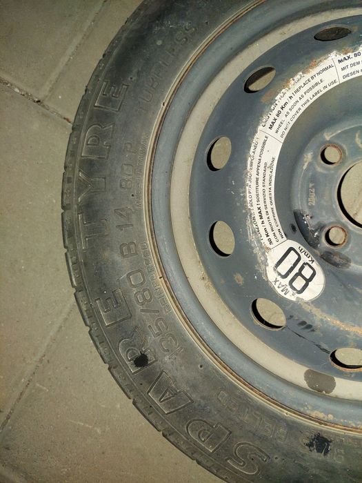 Roata rezerva slim Fiat Punto 4x100 mm,135/80/14