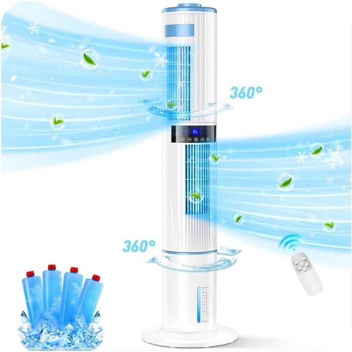 Racitor de aer mobil 65 W cu 2 iesiri si oscilatie 360 grade telecomanda si timer 24H 3 viteze