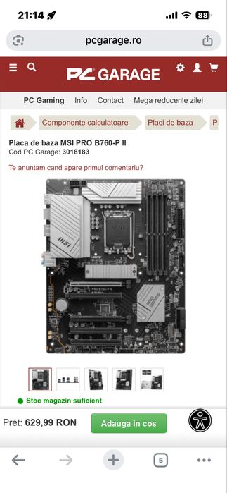 Se vinde placa de baza Pro B760-P II si I5 14400F