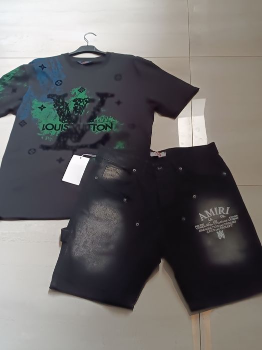 Compleu bărbați tricou și pantaloni scurți de blugi