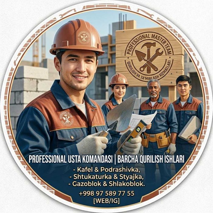 Professional Qurilish Xizmatlari: Kafel, Styajka, Blok terish