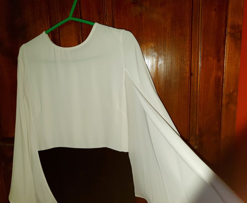 Rochie fete jersey alb cu negru