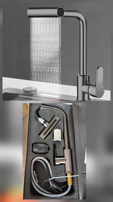 Robinet Bucatărie negru extensibil Nou