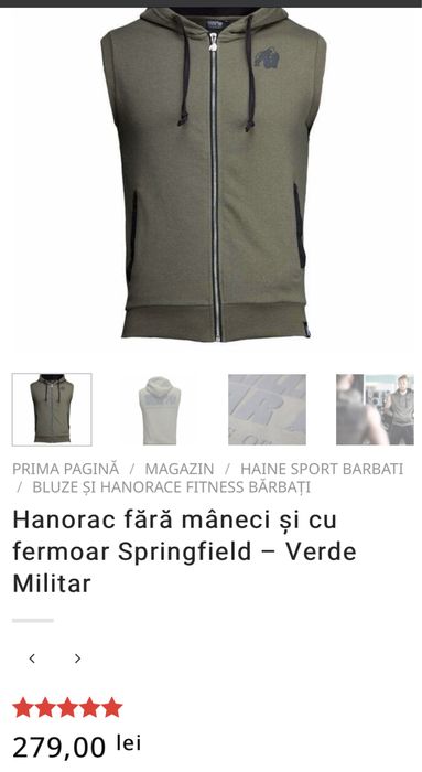 Hanorac fără mânecă verde Kaki.