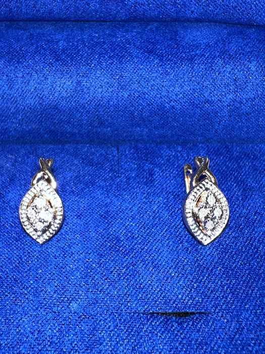 Нов Уникални обеци от 14k руско злато 585 с диаманти