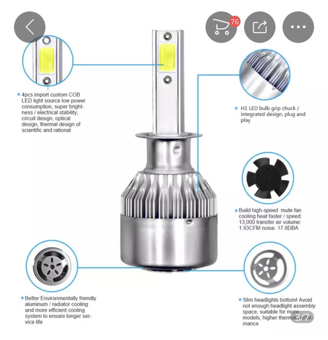 Becuri led H7 H11 H4 H8 H1 noi