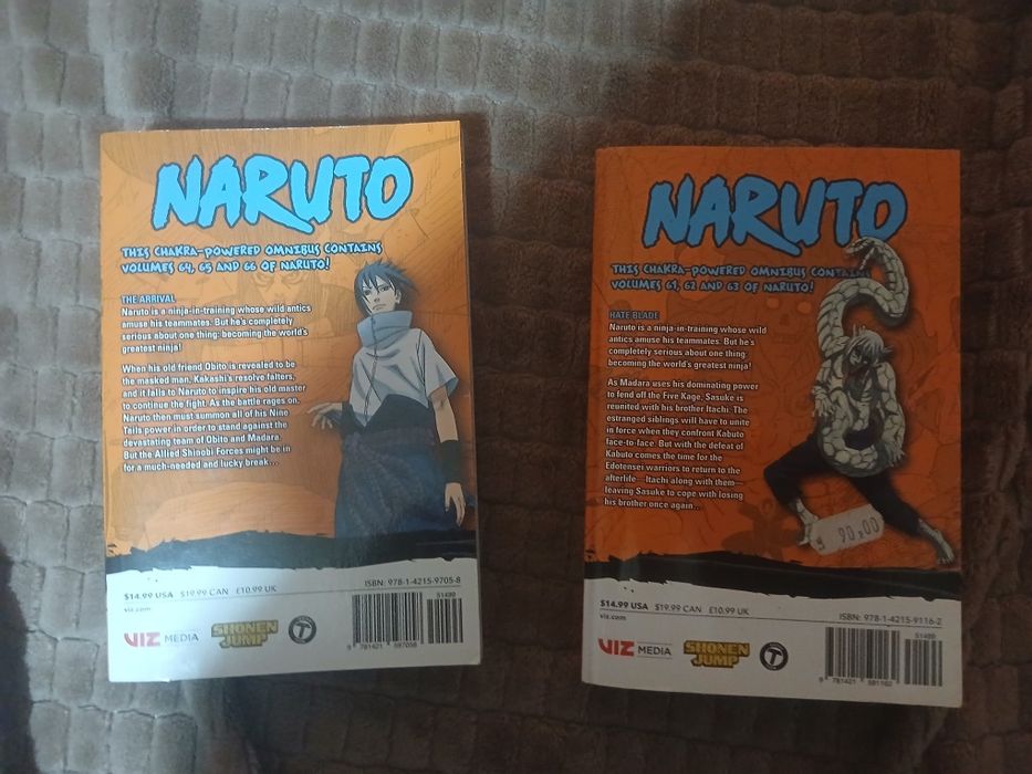 2 carti manga 3-1  naruto shipudden cea din dreapta include volumele  61,62,63 si cea din stanga 64,65,66