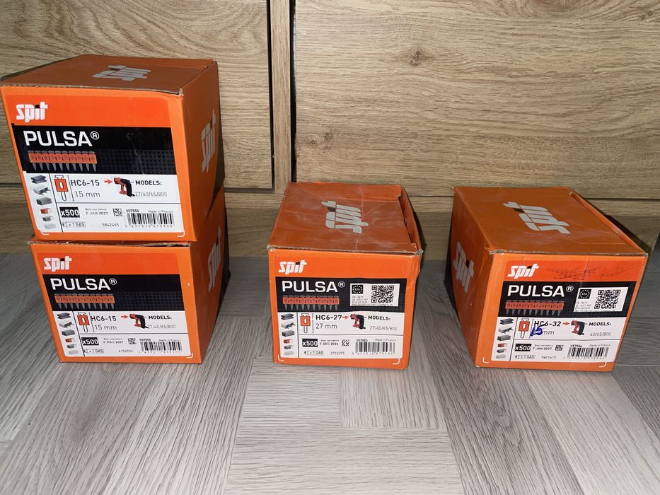 Cuie pistol spit pulsa p800 + gaz   22mm-6 cutii 32mm-6 cutii 15mm-3 cutii 27mm - 1 cutie
