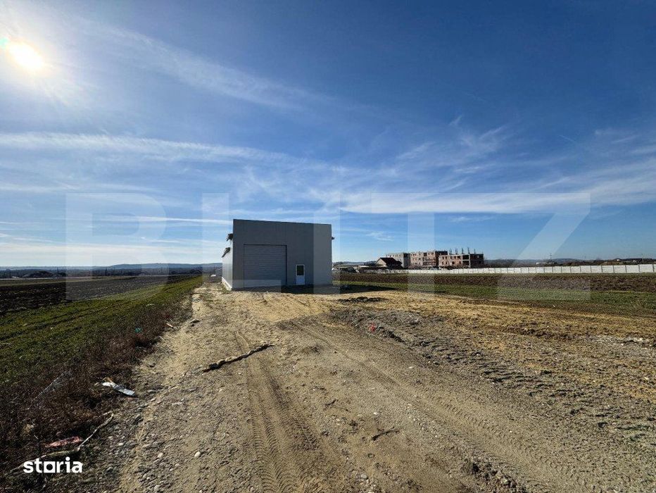 Hala 336 mp pe un teren de 3.000 mp, cu acces din drum asfaltat, Racar