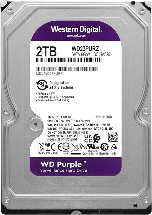 Hard Disk 2TB Supraveghere video DVR NVR WD Purple Sata 3 WD23PURZ Nou