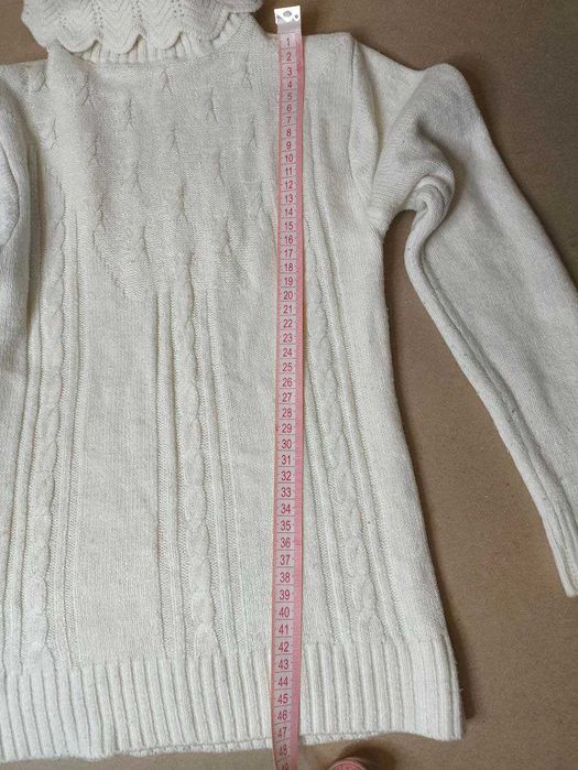 Теплый детский свитер для девочки в школу, белый на 6-7 лет