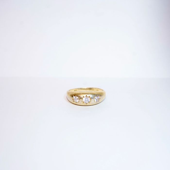 Inel argint placat cu aur si diamante