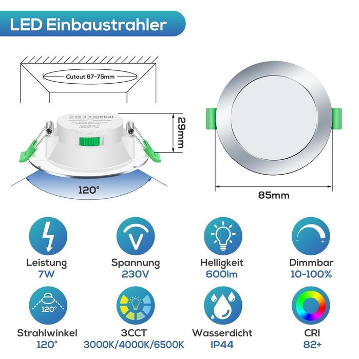 Spoturi LED crom 6buc