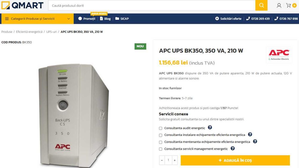 UPS APC 12V ieftine (invertor, stabilizator) americane: 21 modele! -pt camere alarme iluminat calculator tv router centrale pompe clasice (325-1200VA)