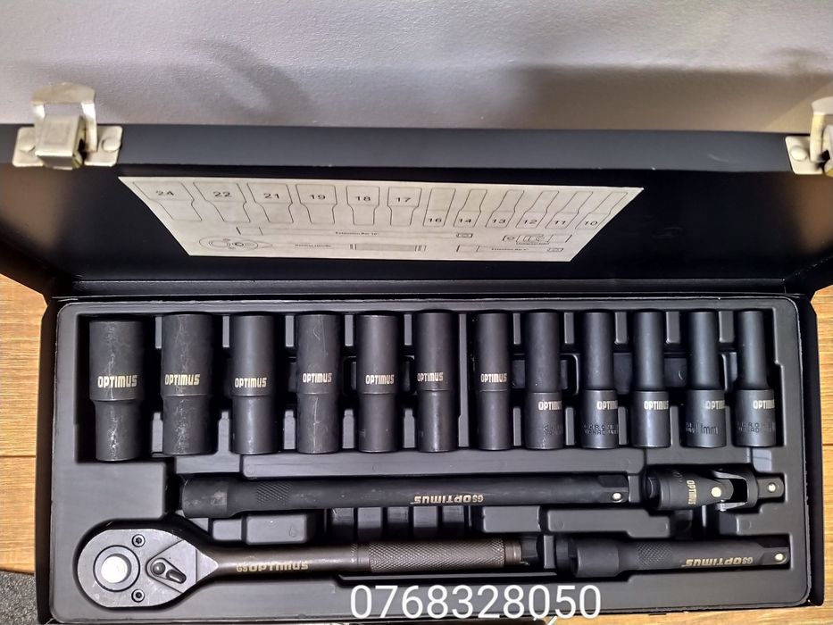 Trusa chei tubulare lungi, impact, 16 piese,  1/2 12 Laturi GS OPTIMUS