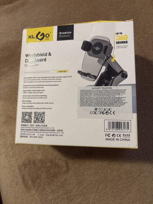 Suport Auto Premium KLGO Z10 - Ventuză Bord/Parbriz - Brat Extensibil